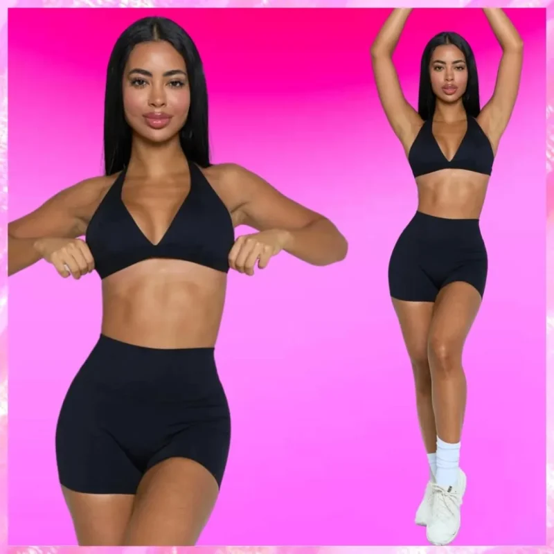 Halter Sports Bra and Short Set