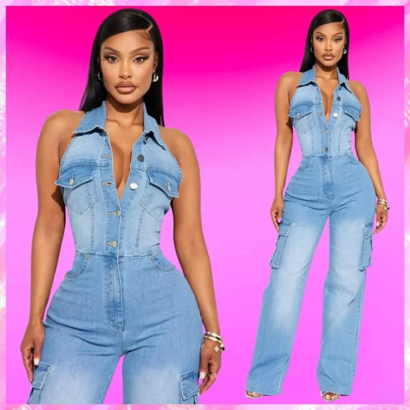 Cargo Denim Jumpsuit