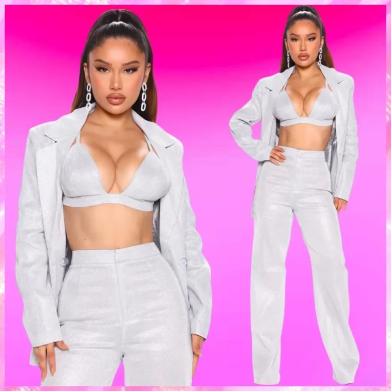Glitter Blazer Pant Set