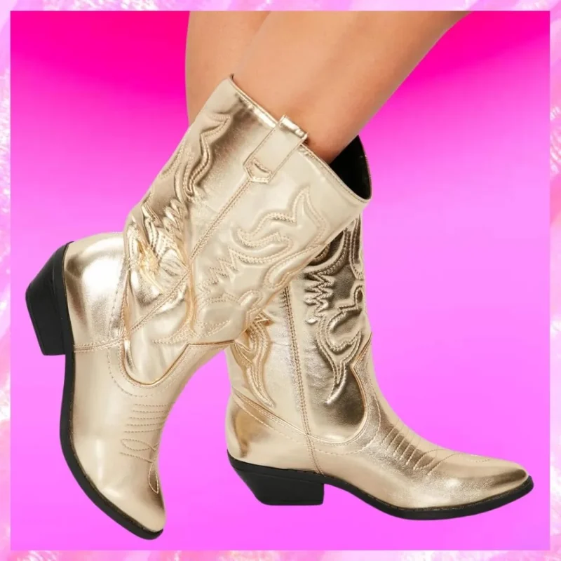 Metallic Cowgirl Boots In Gold