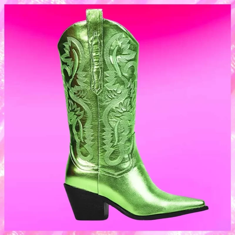 Metallic Cowgirl Boots In Green