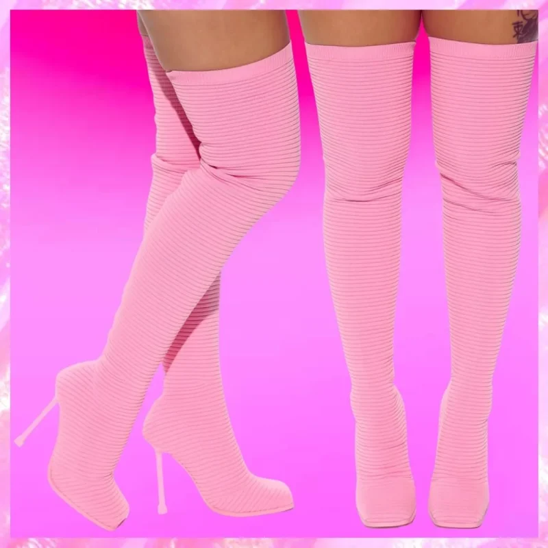 Over The Knee Heel Sock Boots