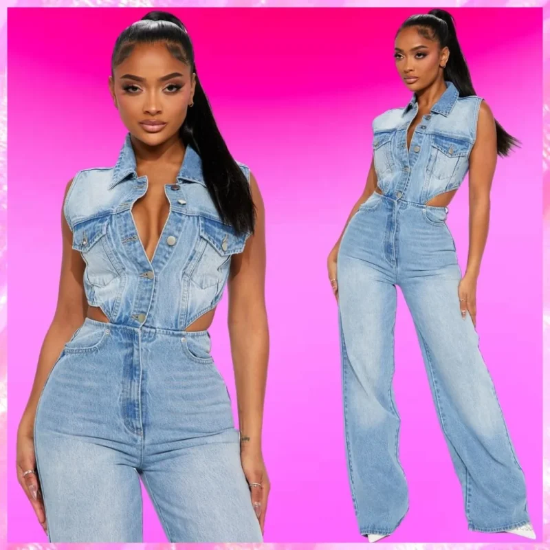Denim Jumpsuit In Light Blue