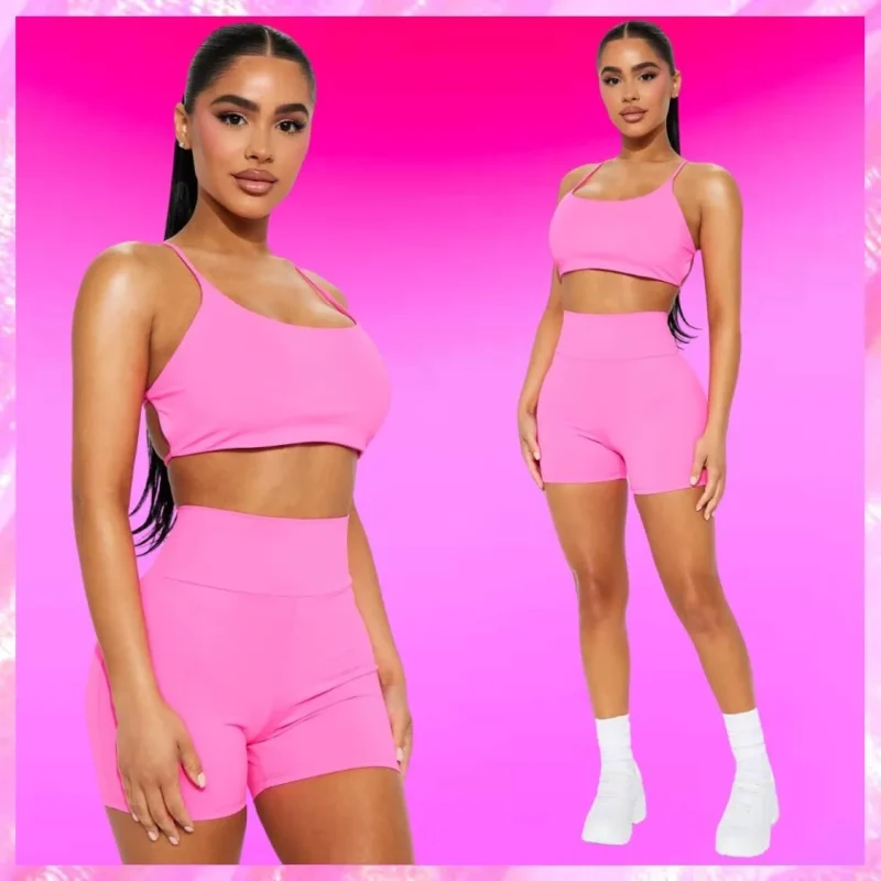 Yoga Shorts Set In Pink