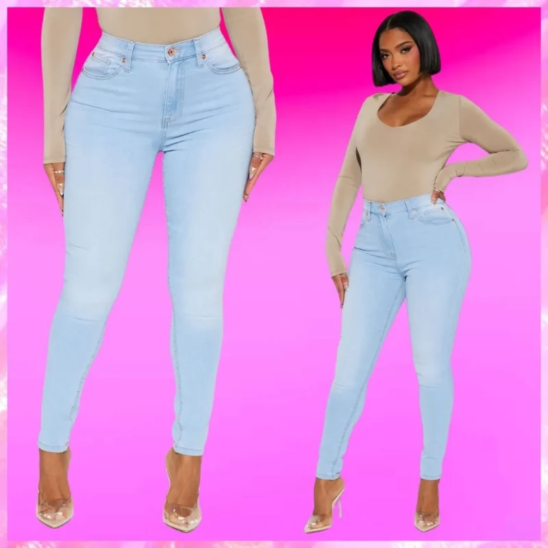 Plus Mid Rise Jeans In Light Blue Wash