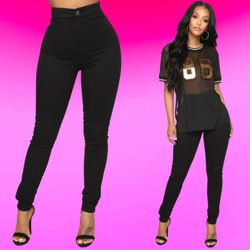 Ultra High Waist Skinny Jeans In Black