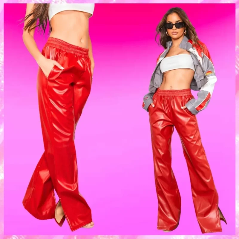 Elastic Waistband Hem Split Pants