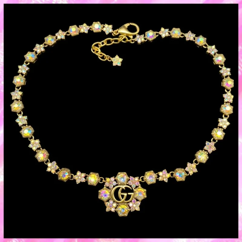 designer gg crystal necklace in gold tone product detail