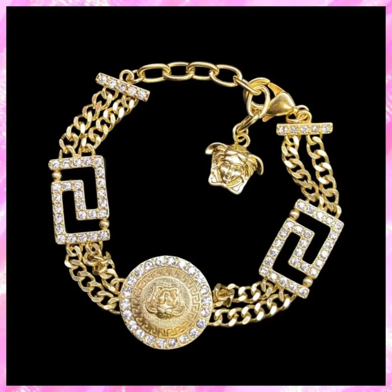 designer medusa crystal bracelet in gold tone product detail
