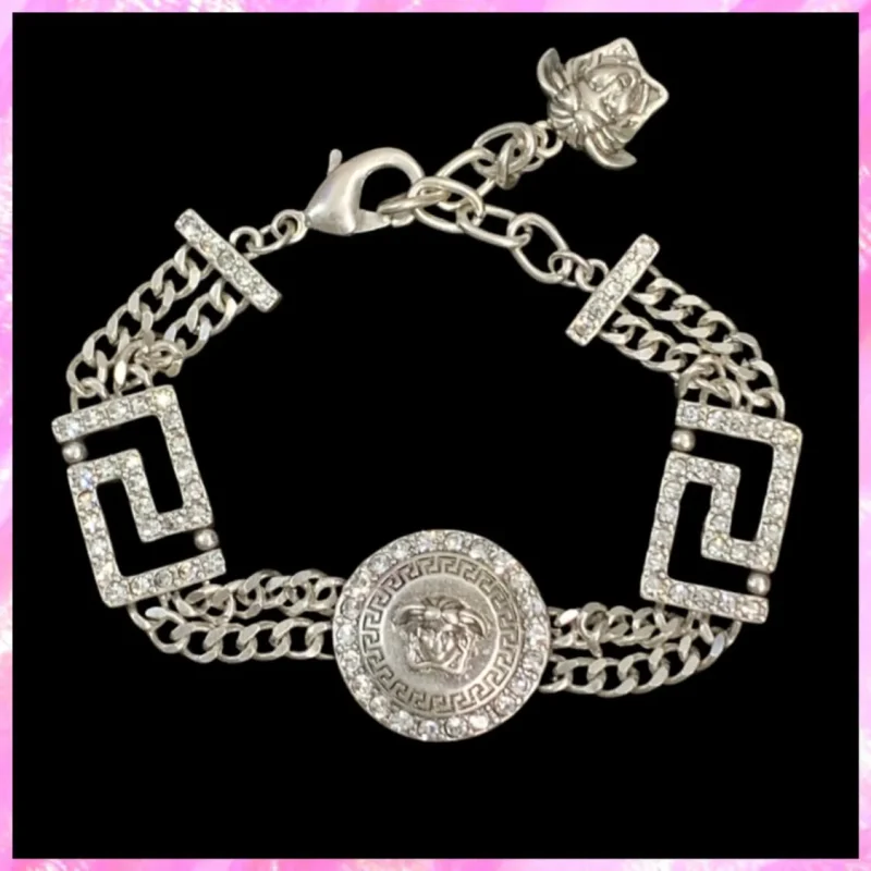 designer medusa crystal bracelet in silver tone product detail