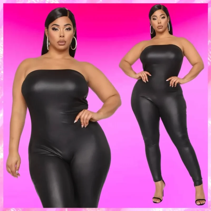Leather Jumpsuit Plus Size