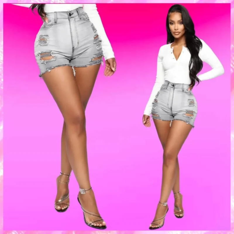 Distressed Shorts In Grey