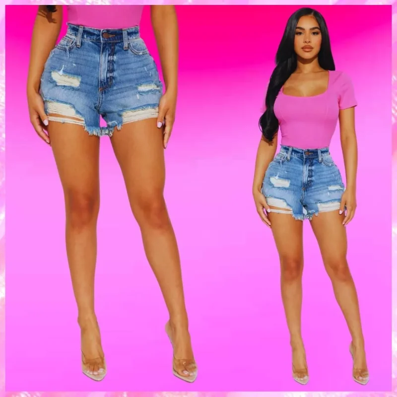 Frayed Denim Jean Shorts