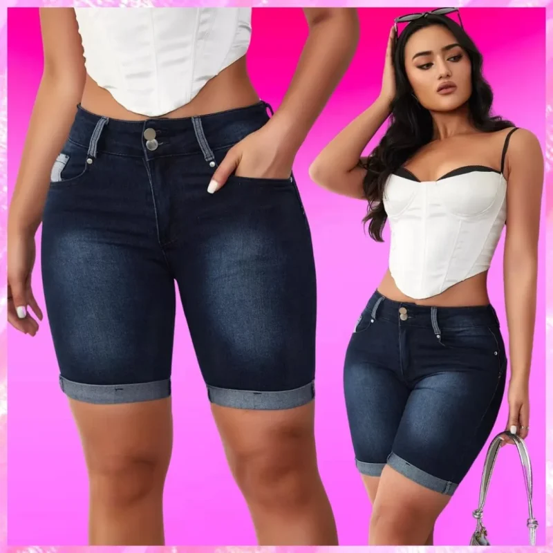 Stretch Denim Bermuda Shorts