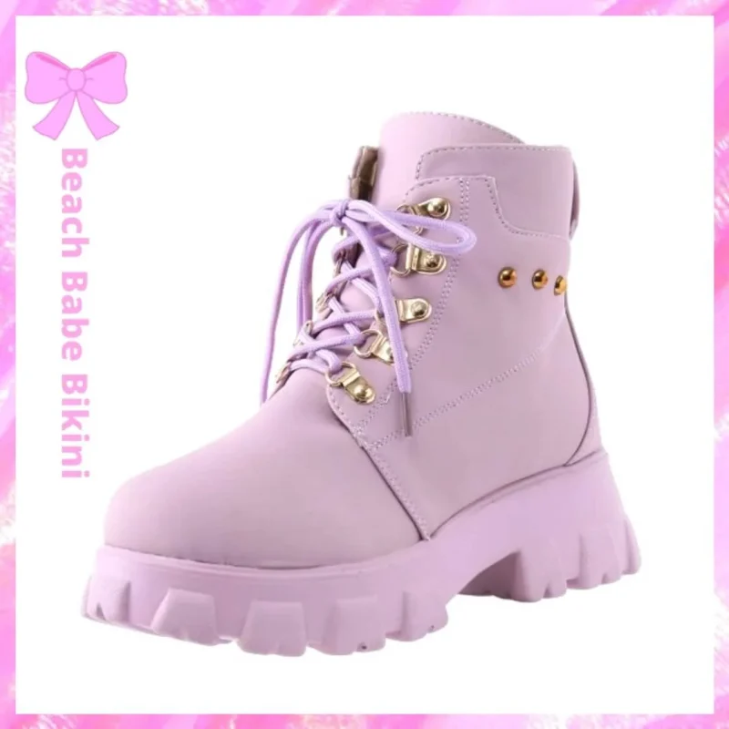 Chunky Platform Martin Boots Lilac