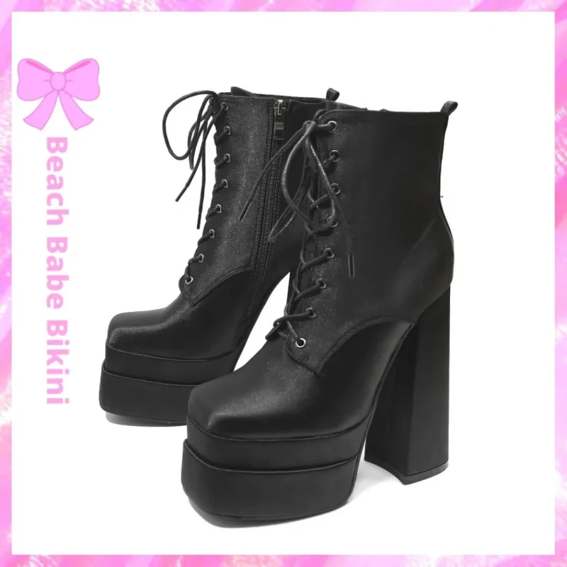 Satin Chunky Heel Boots