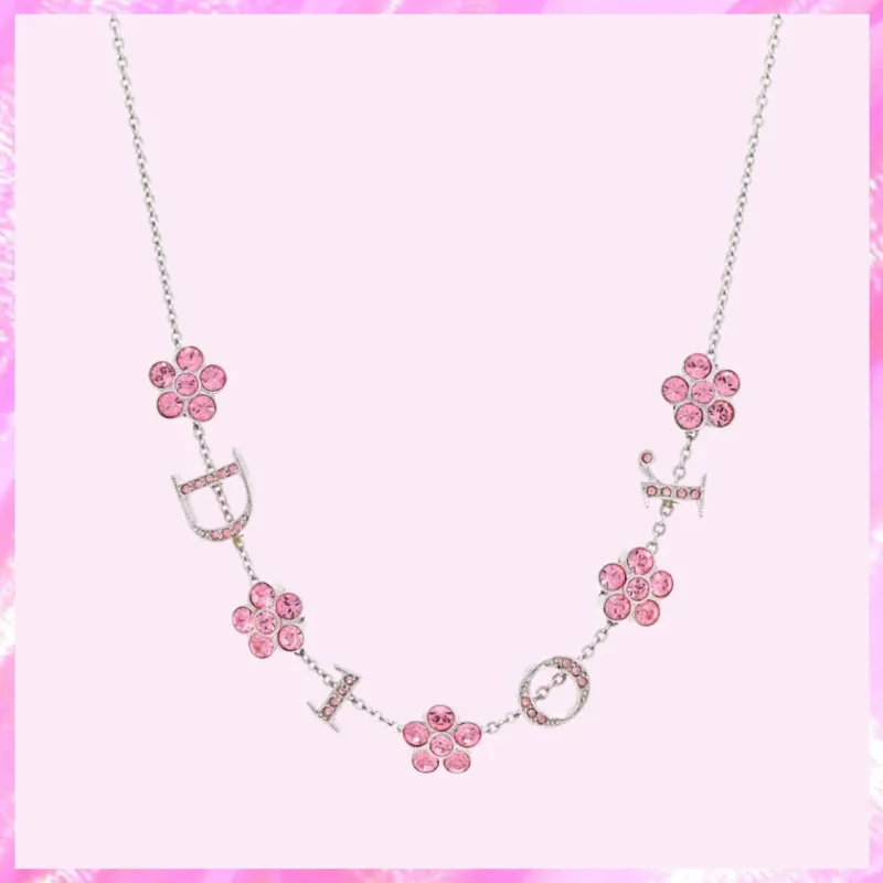 designer monogram crystal charms necklace in silver tone product detail