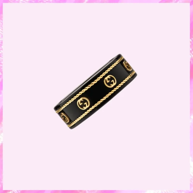 designer gg monogram resin ring in black product detail