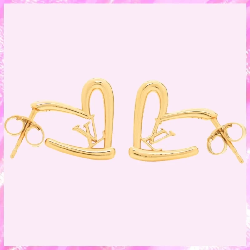 designer small floating heart earrings in gold tone product detail