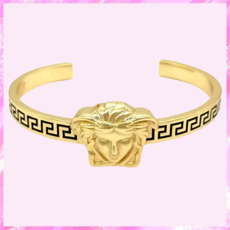designer medusa open bangle bracelet in gold tone product detail