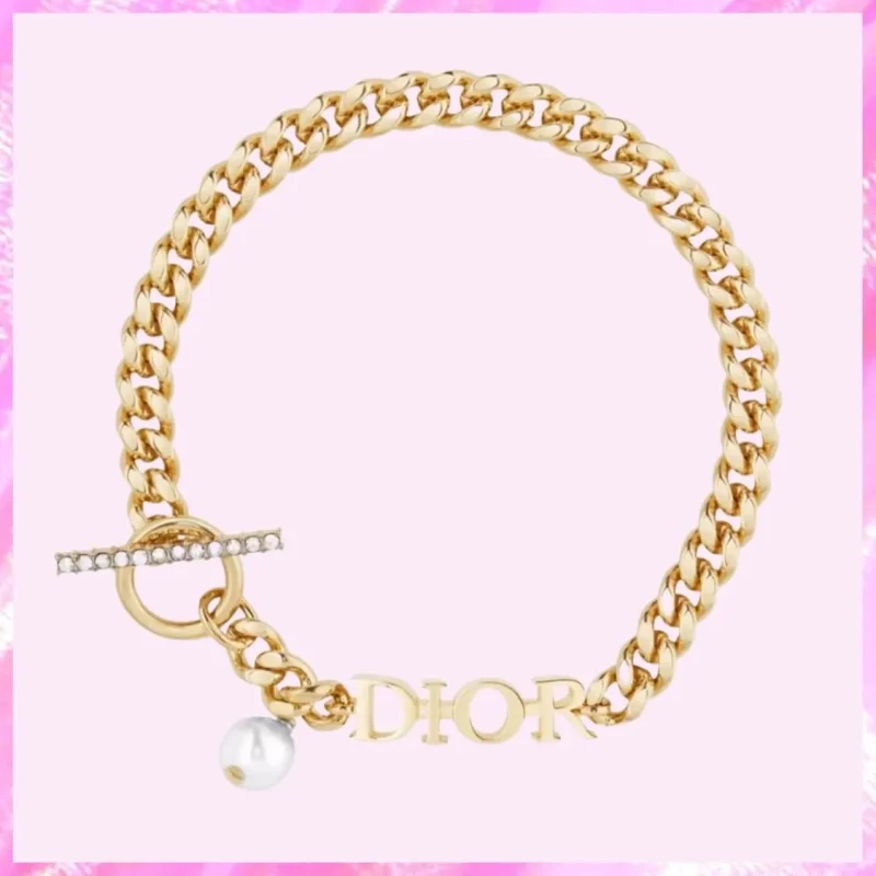 designer monogram pearl charm bracelet in gold tone product detail