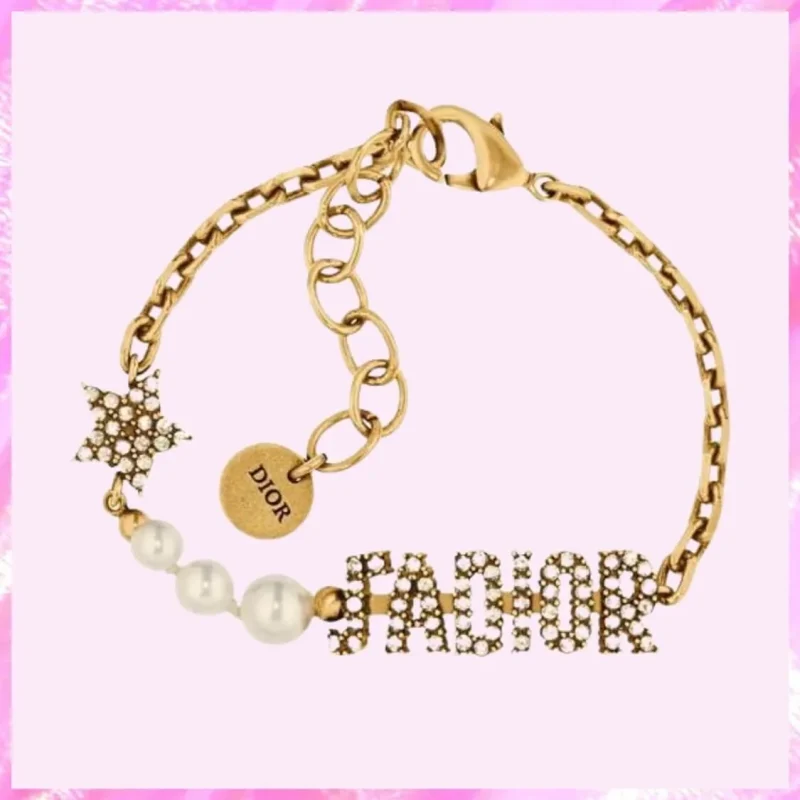 pearls & crystals antique metal bracelet in gold tone product detail
