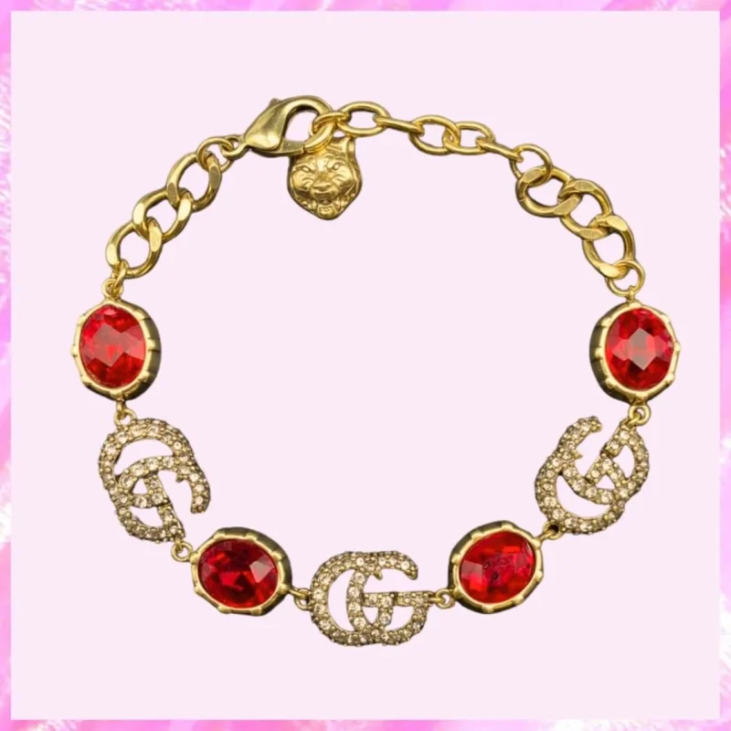 designer monogram gg red gem gold tone bracelet product detail