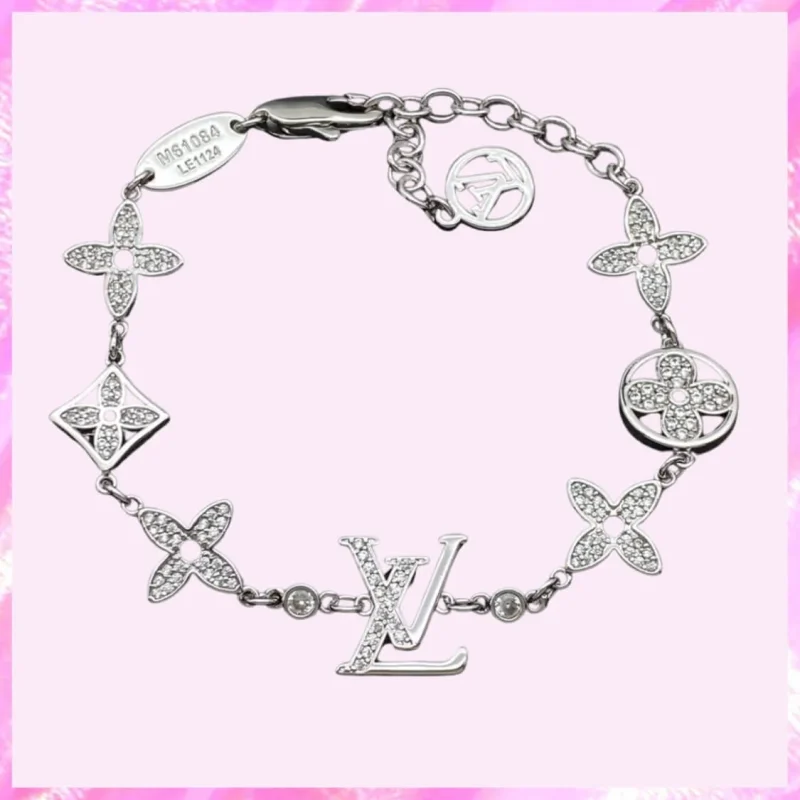 designer monogram lv silver tone bracelet product detail