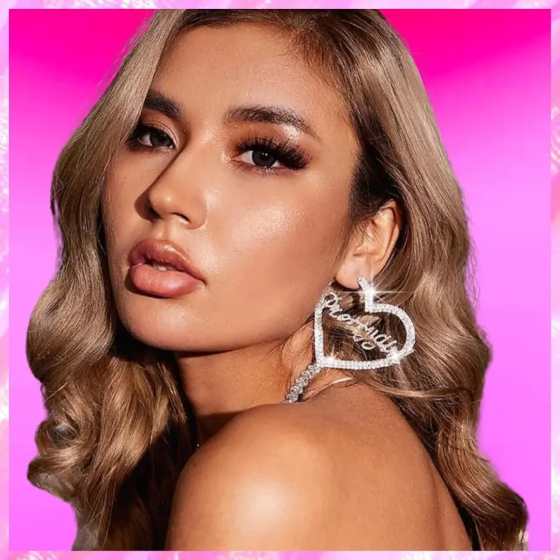 pretty girl rhinestone heart earrings product detail