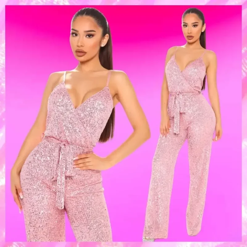Sparkle Pink Sequin Jumpsuit