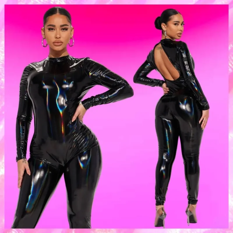 Holographic Latex Jumpsuit