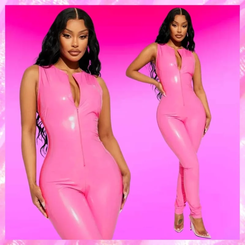 Pink Latex Jumpsuit