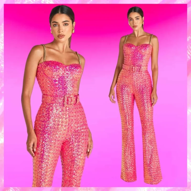 Pink Sequin Jumpsuit