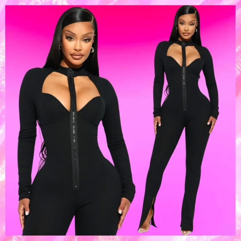 Ribbed Jumpsuit Black