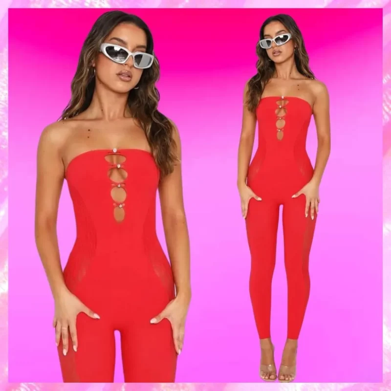 Seamless Tube Jumpsuit Red