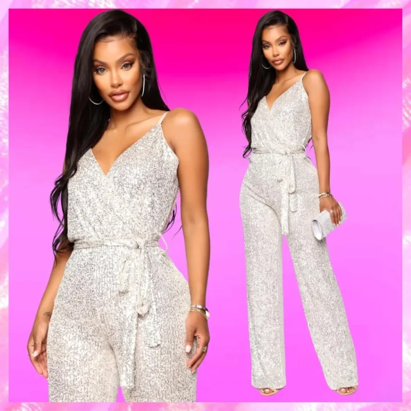 Sparkle Silver Sequin Jumpsuit