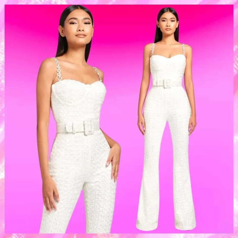 White Sequin Jumpsuit