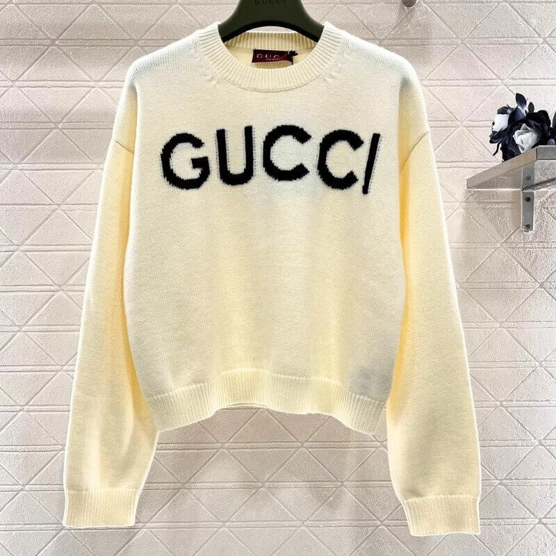 Relaxed Fit Letter Knit Crewneck Sweater