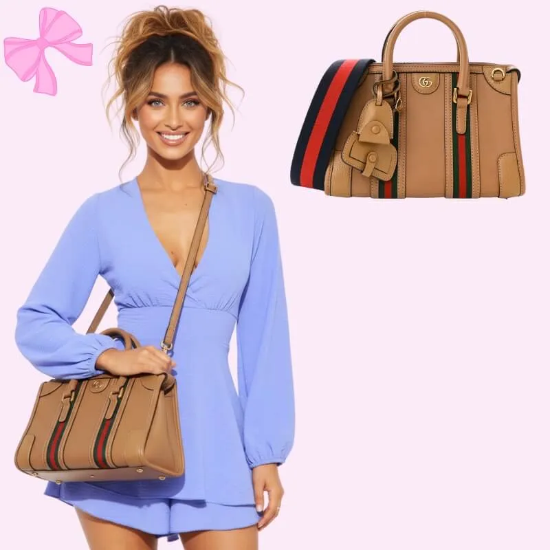 bauletto duffle handbag in tan product detail