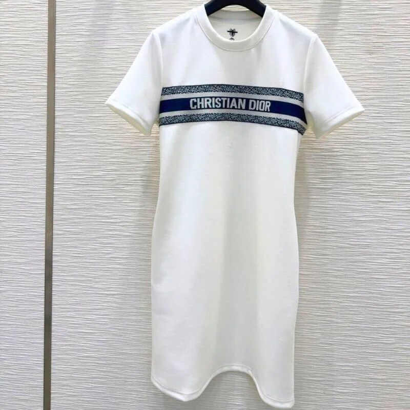 Body-Skimming Stripe Band Short Dress Daily Wear
