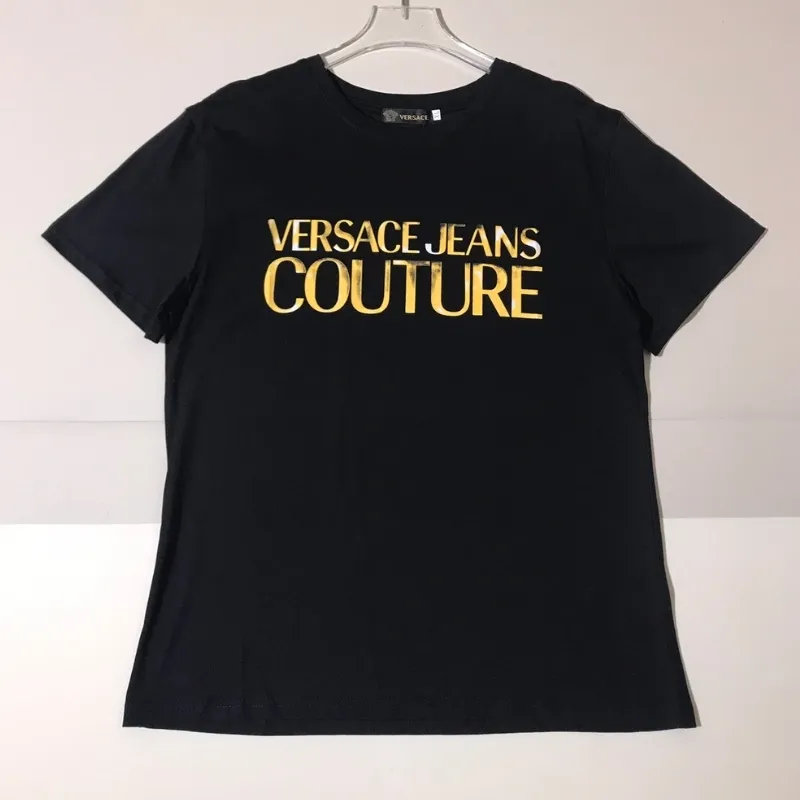 Bold Gold Letter Graphic Crewneck T-Shirt Relaxed Street Fit