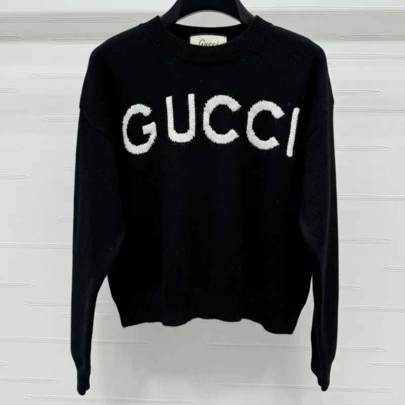Bold Letter Graphic Crewneck Sweater Casual Street Knit