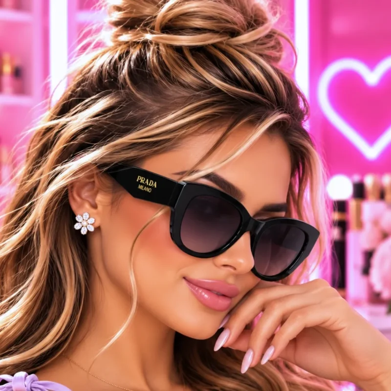 bold winged fashion sunglasses in black product detail