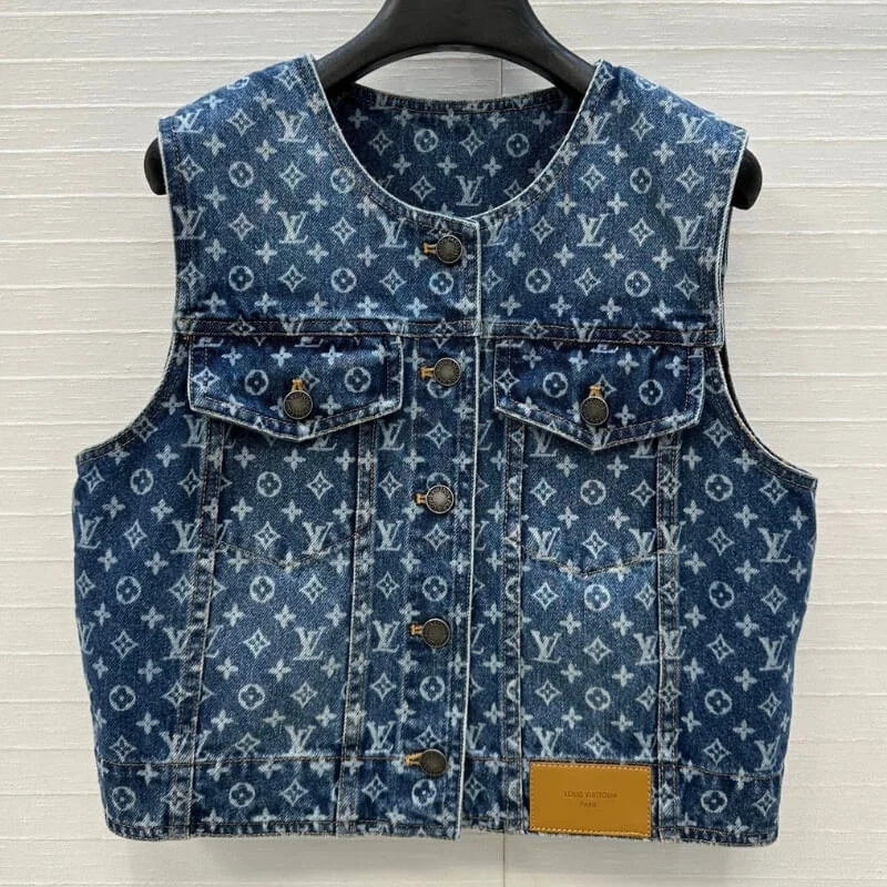 Button Front Denim Vest Structured Streetwear Layer