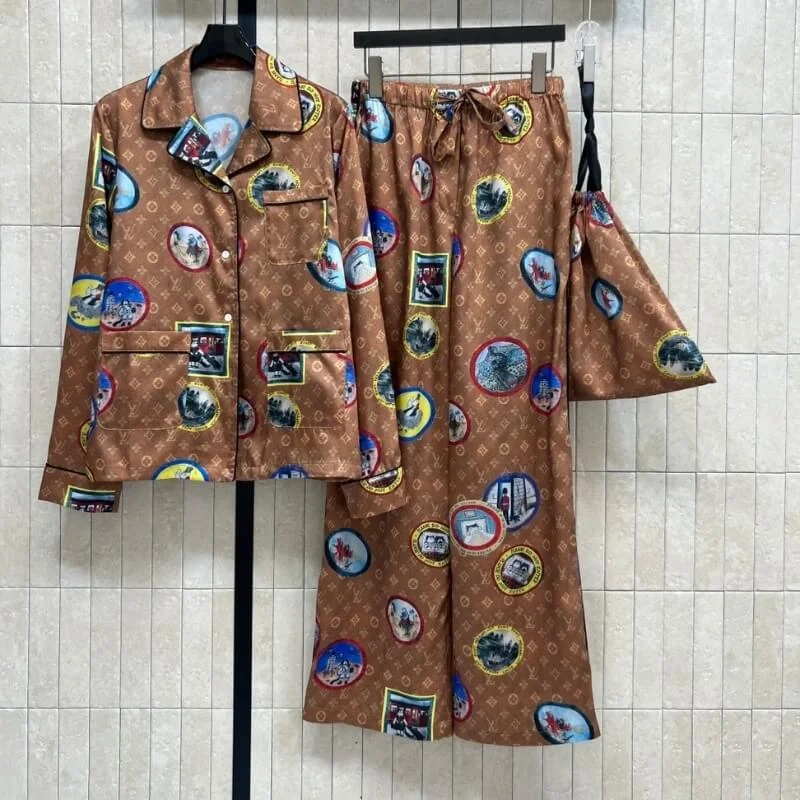 Button Front Satin Pajama Set Relaxed Lounge Fit