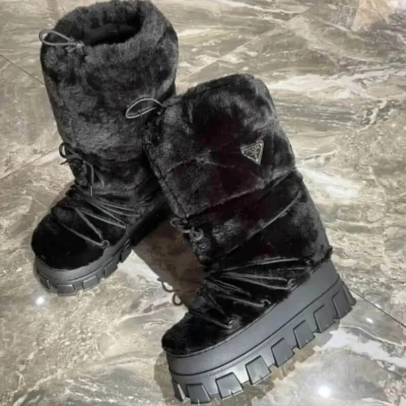 Chunky Fuzzy Snow Boots Winter Platform Boot Style
