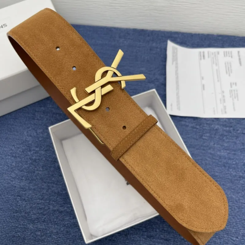 Classic Interlocking Bar Buckle Suede Belt Adjustable Waist Belt