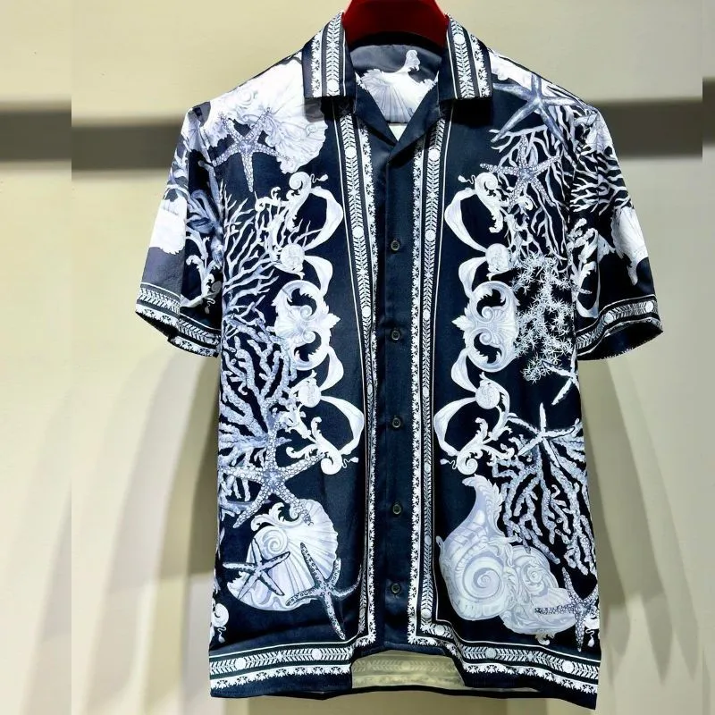 Coastal Graphic Button Up Shirt Men’s Resort Short Sleeve