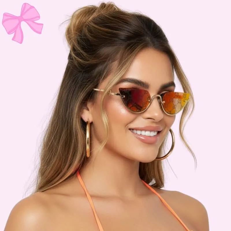 High-Fashion Cat-eye Gradient Sunset Luxe Sunglasses On Model