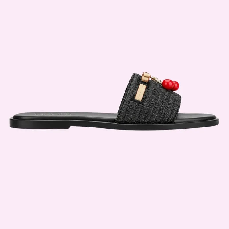 Designer Cherry LV Flat Sandals – Boho Summer Footwear